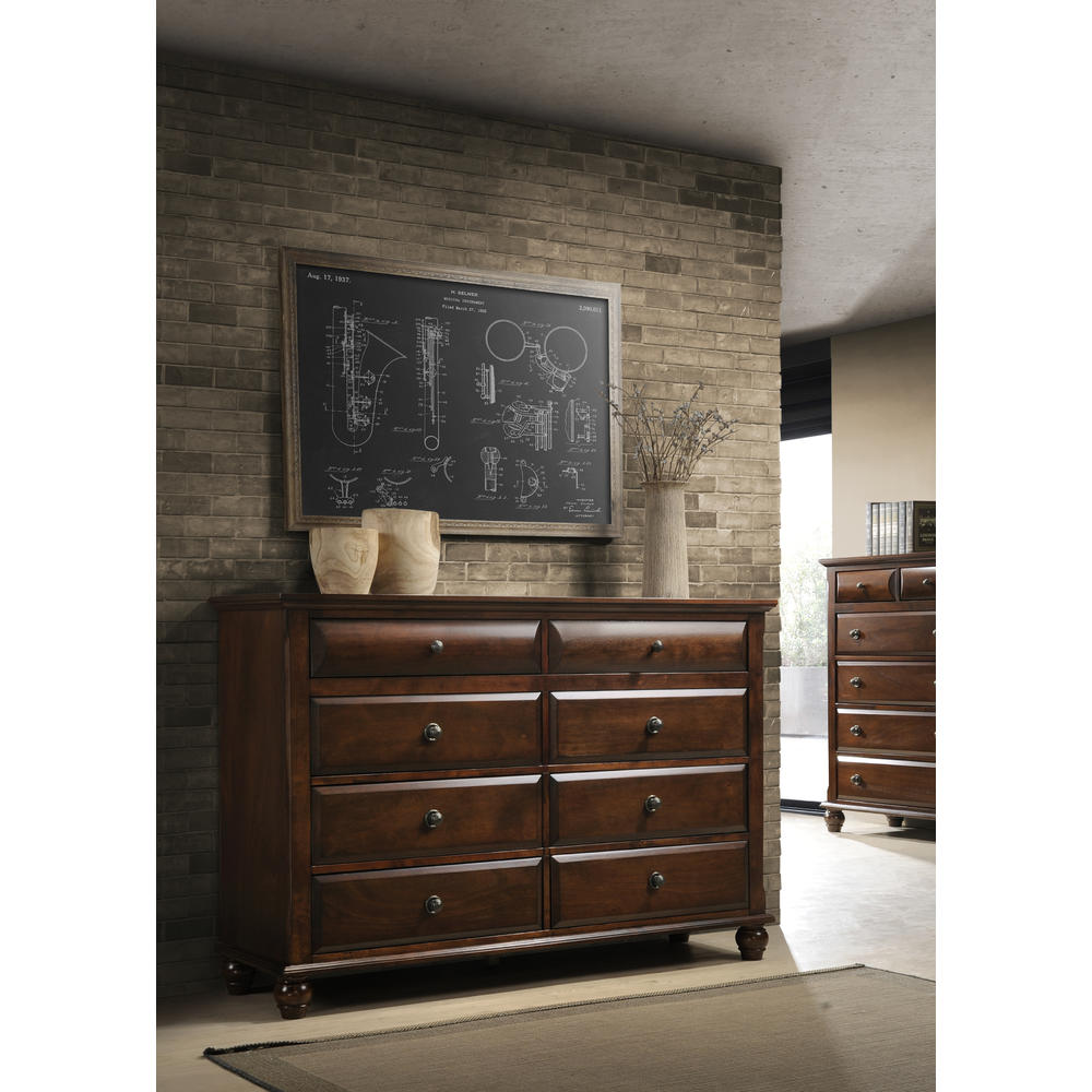 Furnituremaxx Concord Cherry Finish solid wood construction Dresser and Mirror