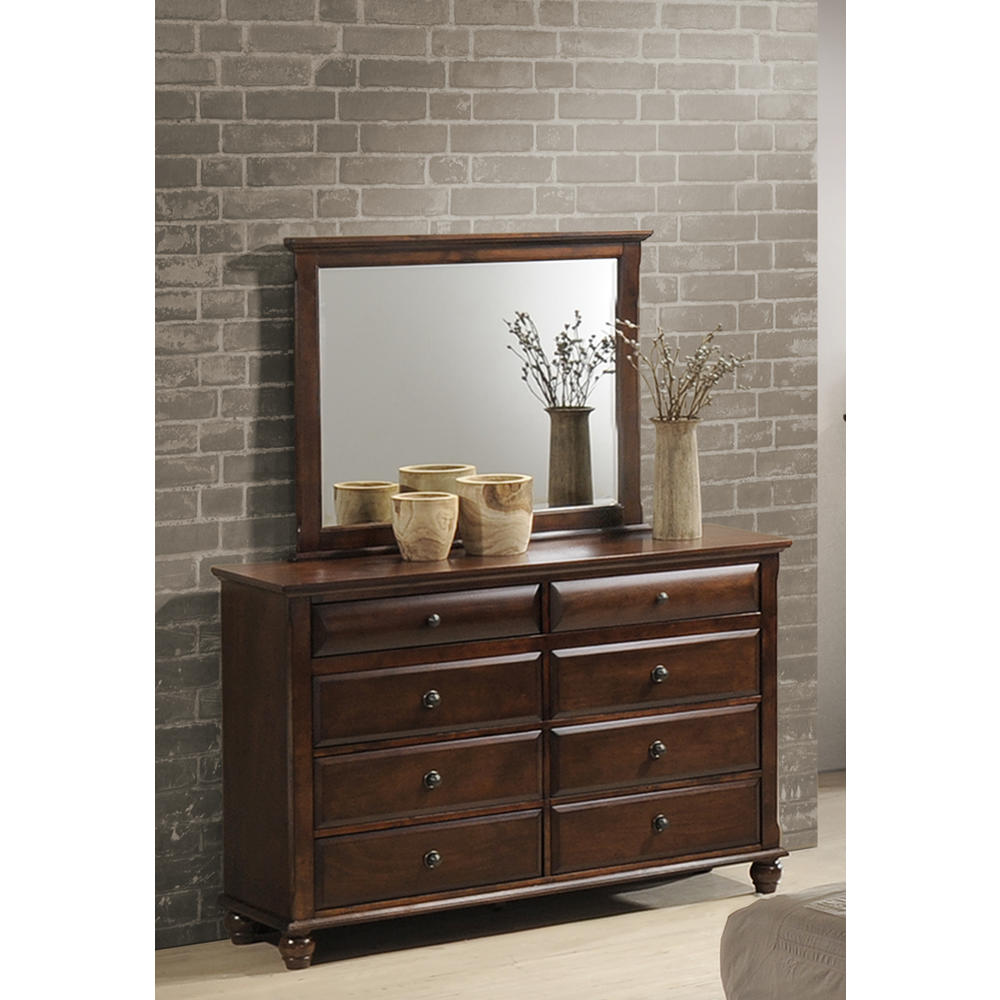 Furnituremaxx Concord Cherry Finish solid wood construction Dresser and Mirror