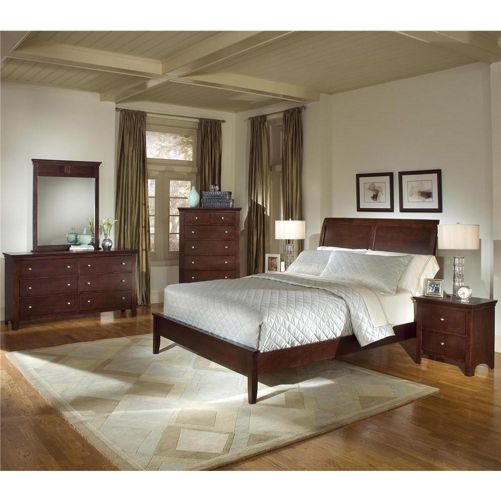 Furnituremaxx LE Charmel King Size Solid Wood Construction Sleigh Bed   Rich Cherry Finish