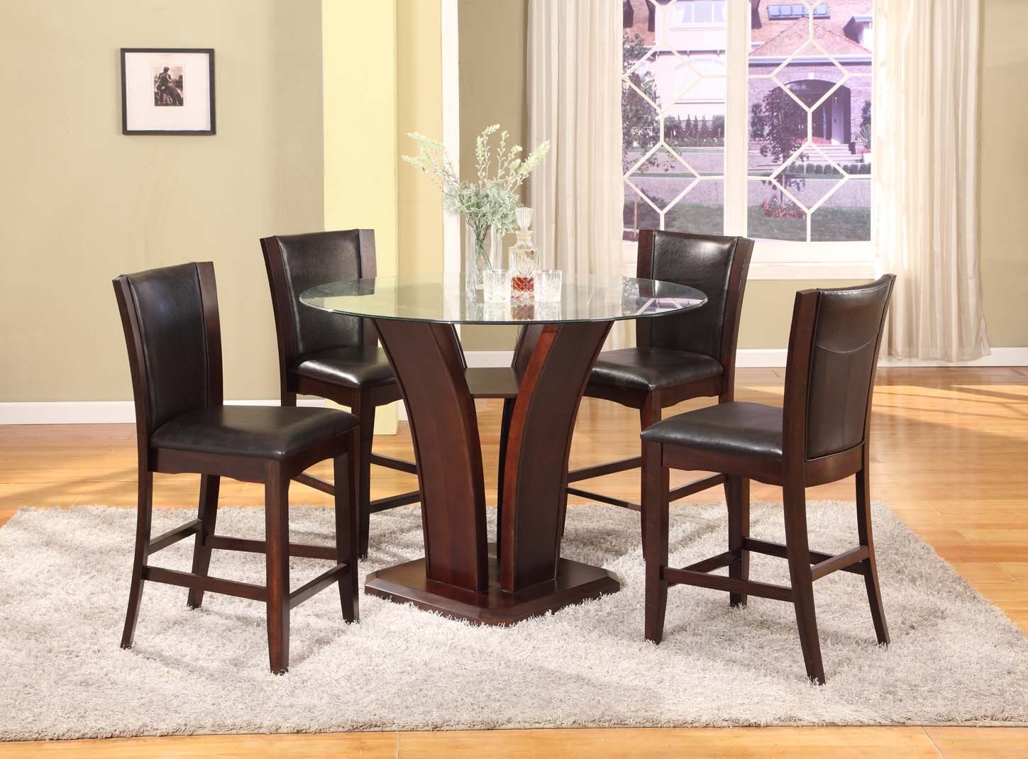 Furnituremaxx 5PC Gray Finish Glass Top Counter Height Dining Set