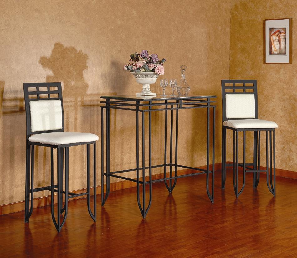 Furnituremaxx 3 Pc Matrix Sandy Black Metal Bar Set (Table and 2 Stools)