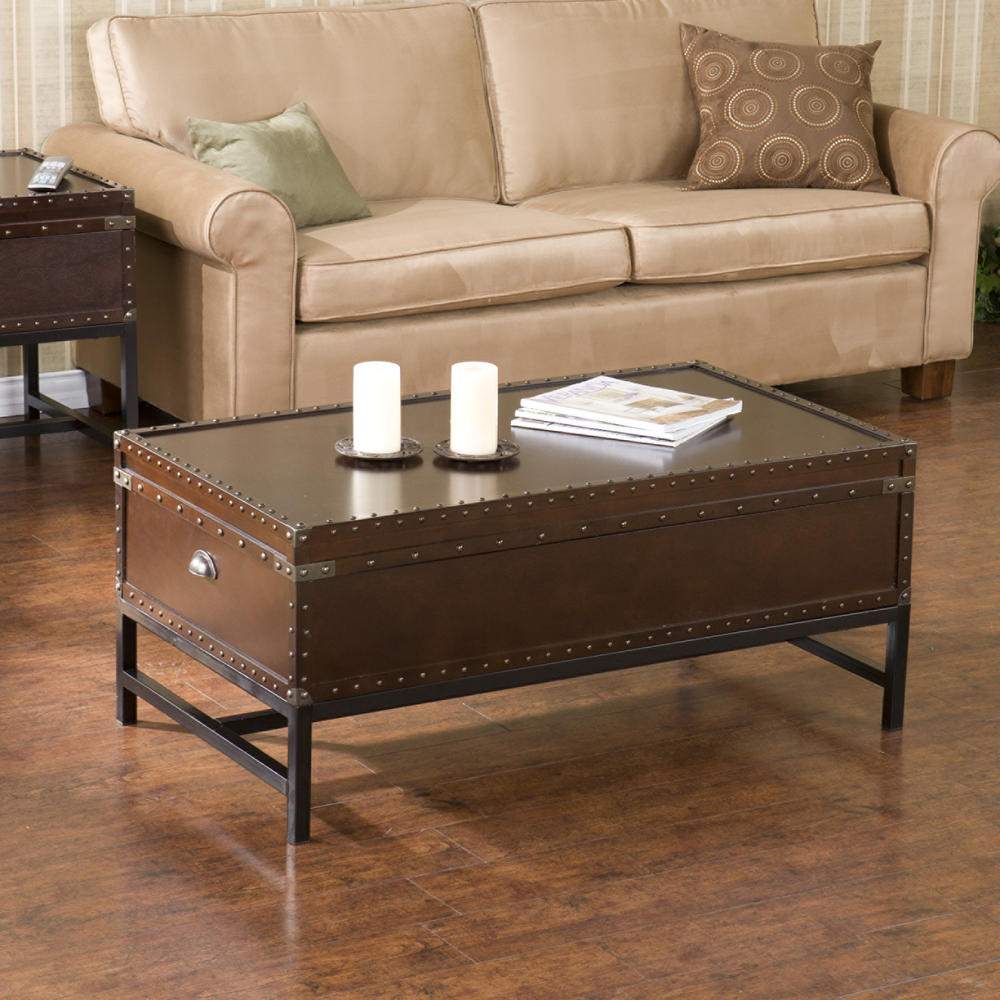 Furnituremaxx Wood and Metal Cocktail Coffee Table with Storage - Espresso