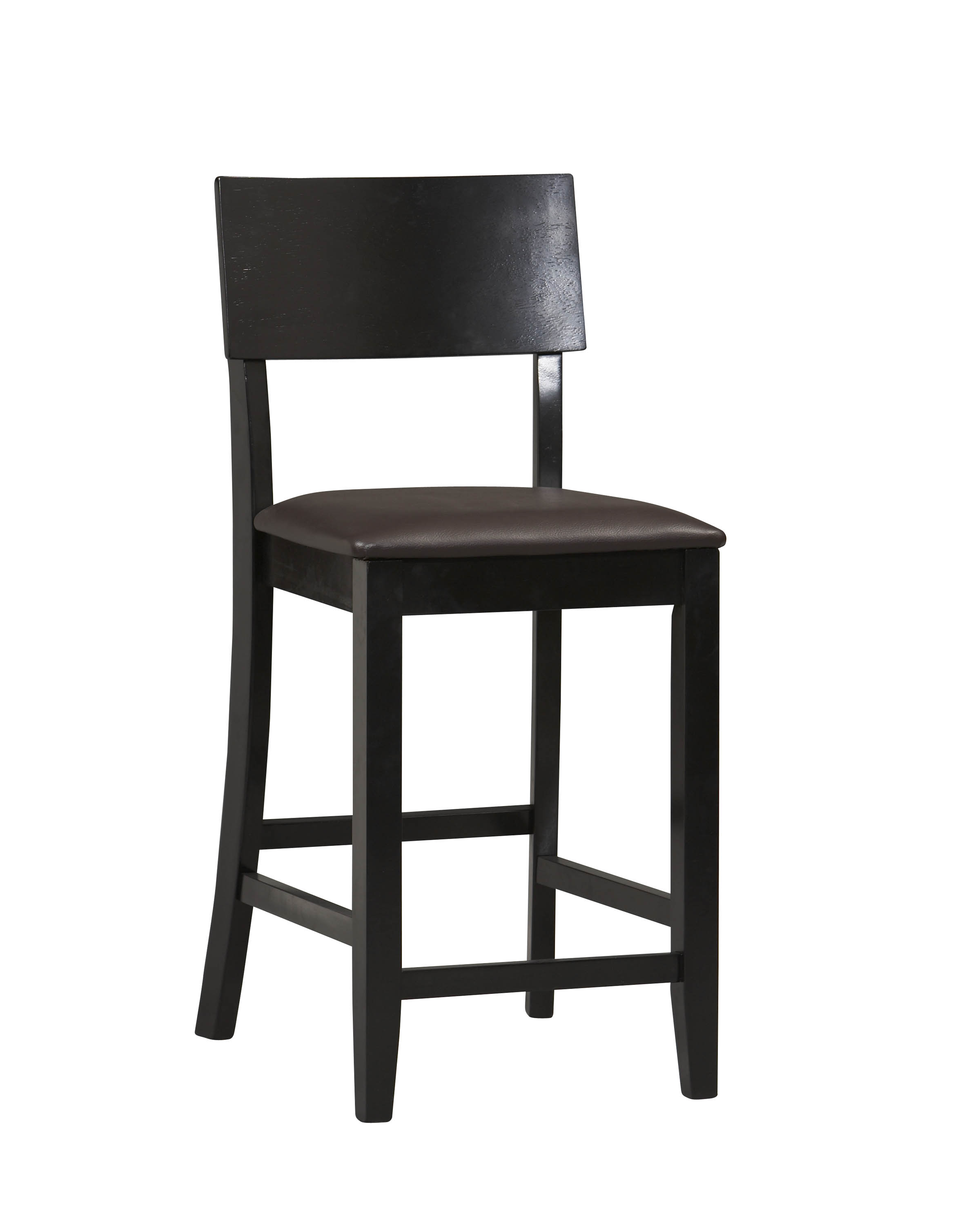 Furnituremaxx Triena 24 in. Counter Height Counter Height Hardwood Frame & Leatherrate Seat Stool - Black