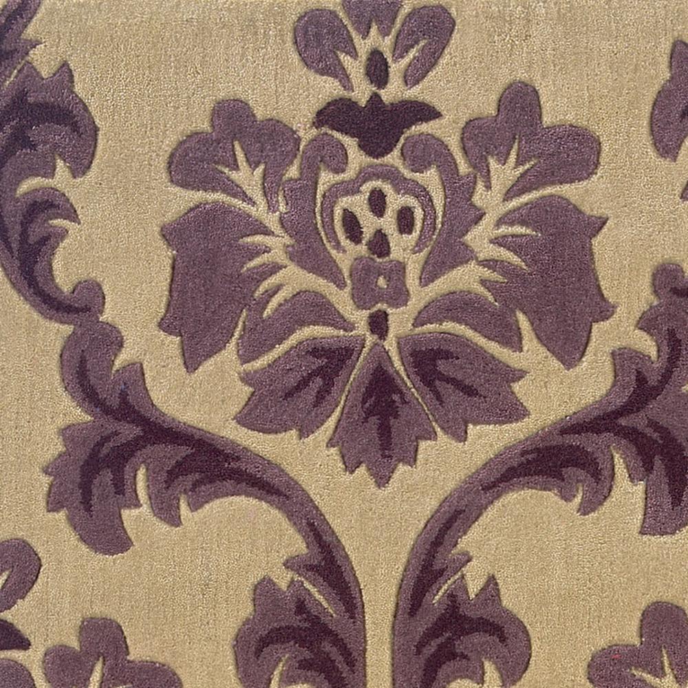 Furnituremaxx Trio Cream & Purple1.10 x 2.10 Hand Tufted Transitional Rectangle Area Rug