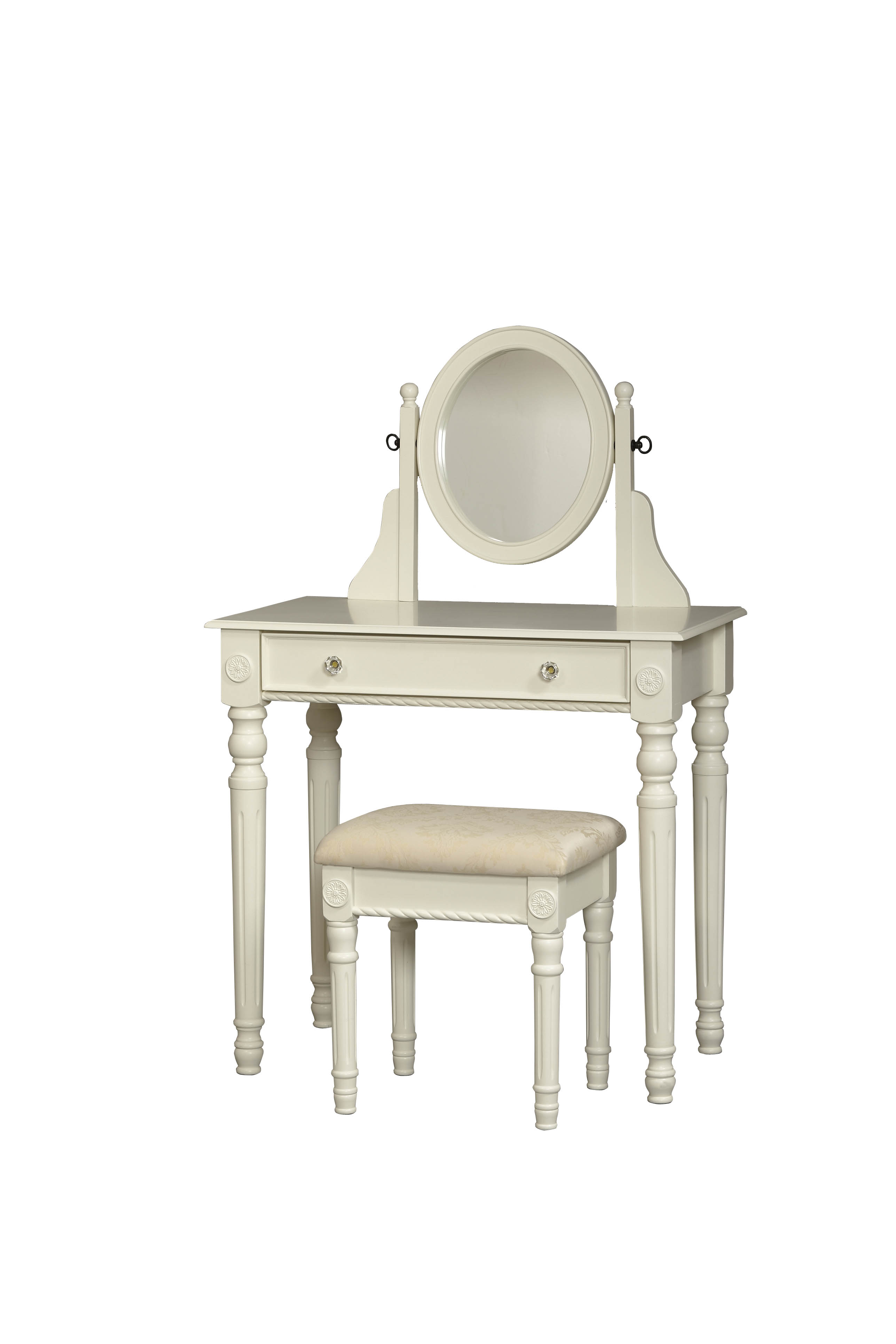 Furnituremaxx Lorraine Wood Vanity Set - White (Vanity Table w/ Bench)