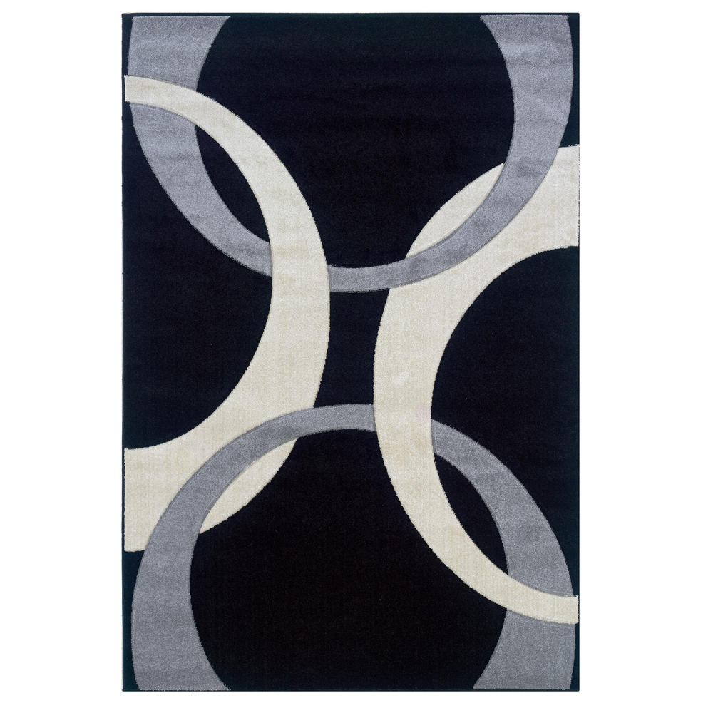 Furnituremaxx Corfu Rectangle Contemporary & Modern Area Rug Black & Grey 5 x 8