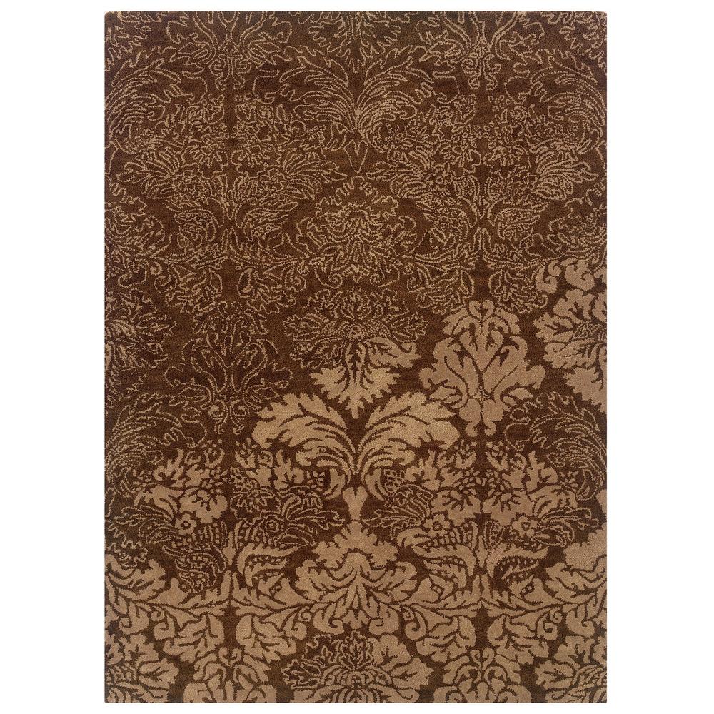 Furnituremaxx Florence Rectangle 04 5X7 Brown & Beige Transitional Hand Tufted Area Rug