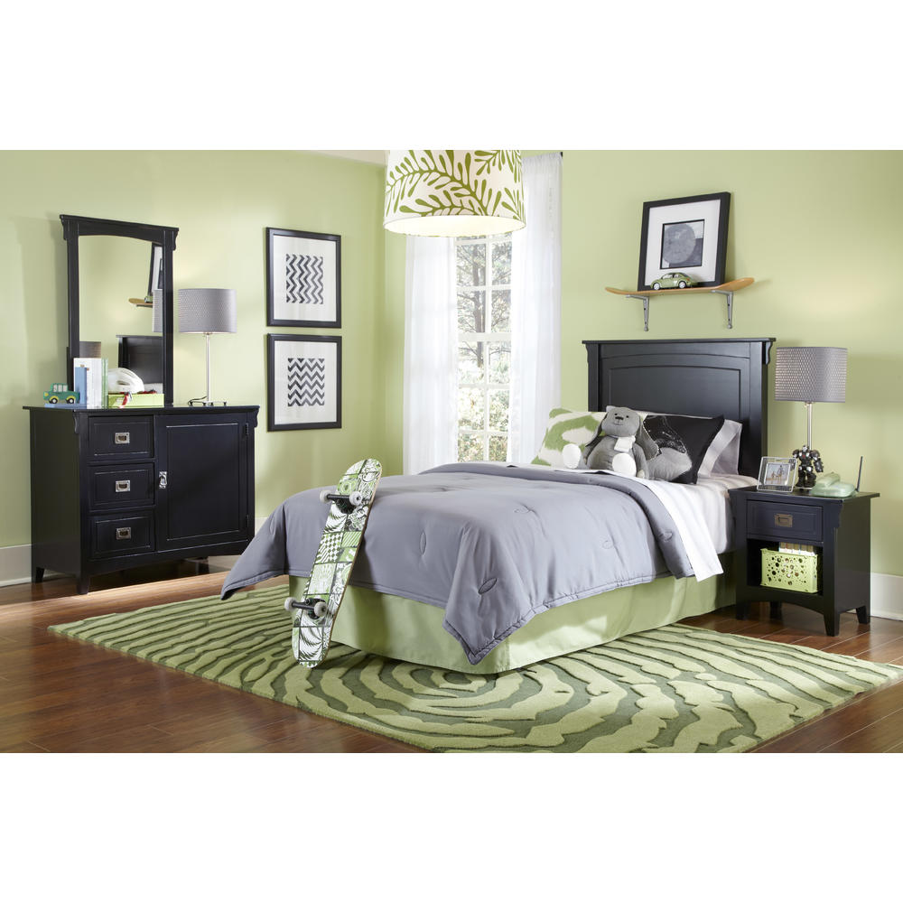 Furnituremaxx Mission Black Bedroom Set (Twin Bed  Dresser Mirror  Nightstand)