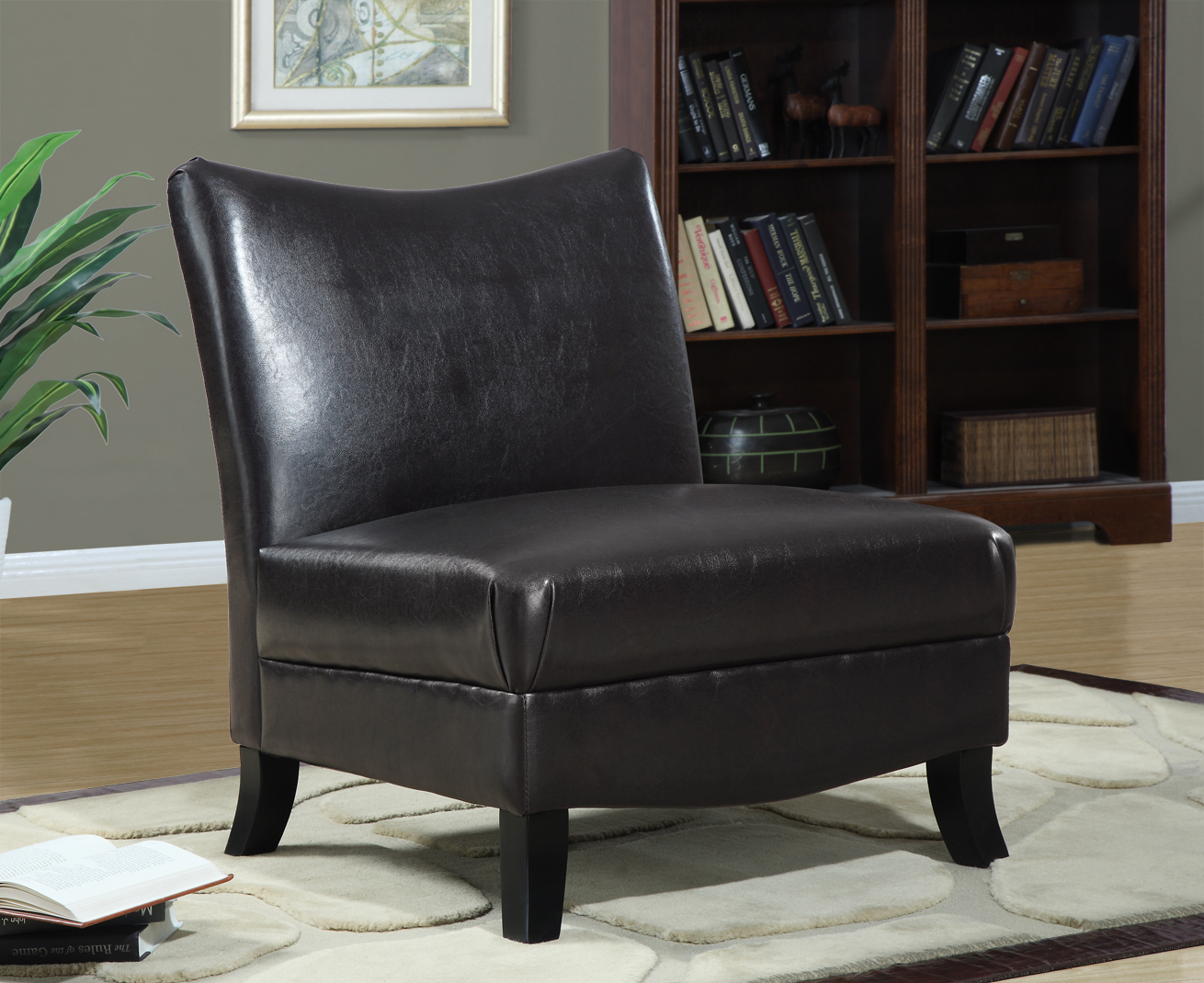 Furnituremaxx Dark Brown Leather-Look Accent Chair