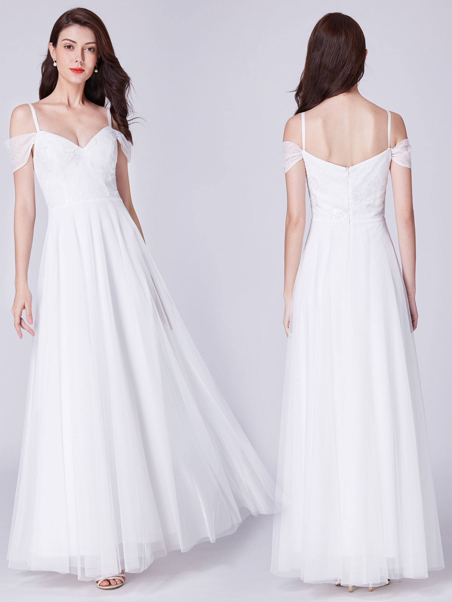 Bride Ever Pretty Women S Dresses Sears Ever Pretty Womens Elegant Off Shoulder Floor Length White Wedding Anniversary Prom Evening Formal
