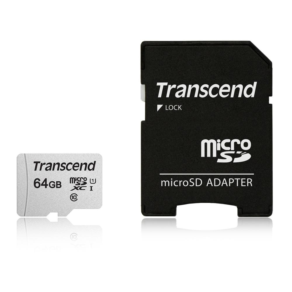 Transcend 64GB Transcend 300S microSDXC UHS-I CL10 Memory Card with SD Adapter 95MB/sec
