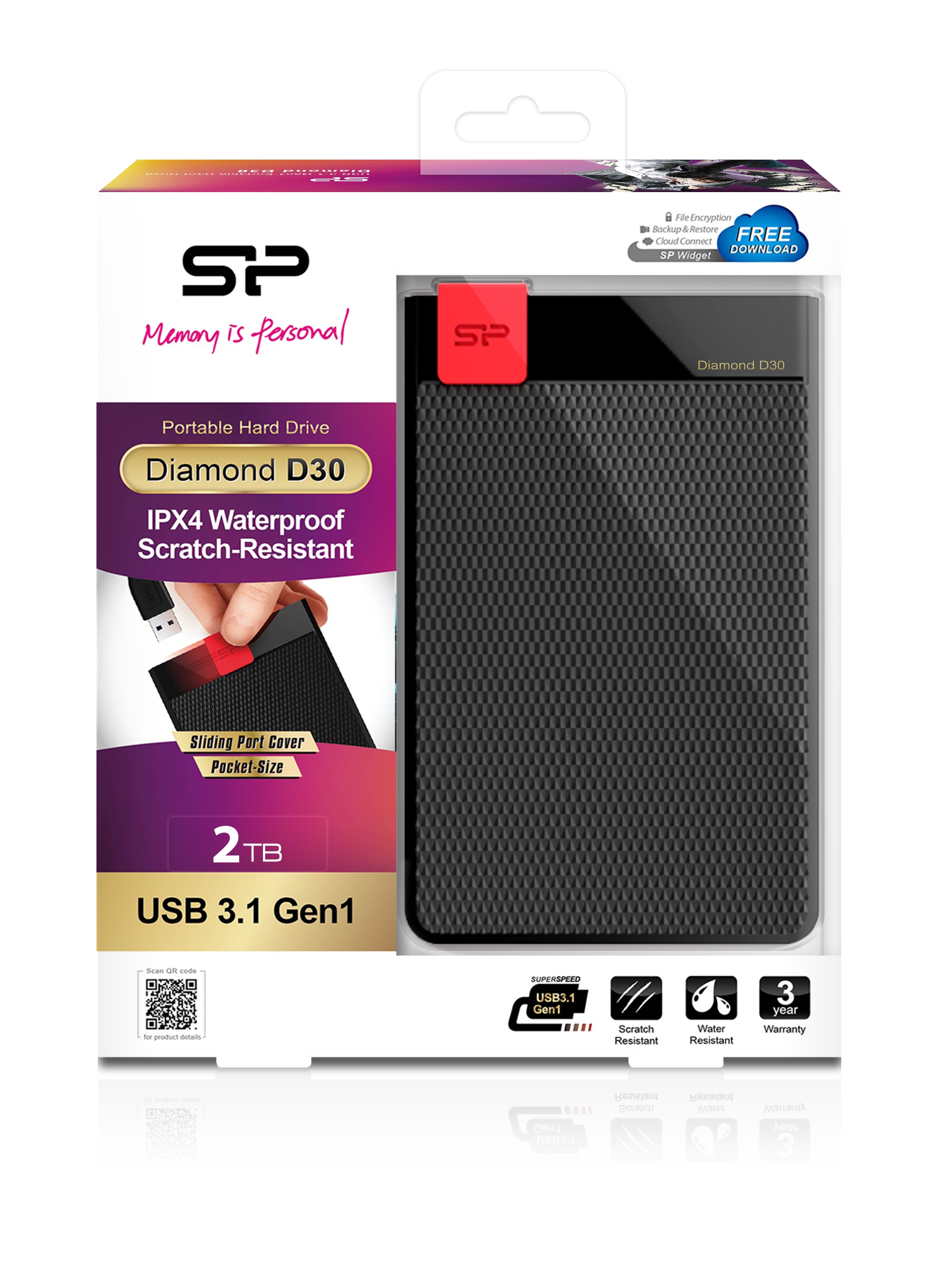 Silicon Power 2TB Silicon Power D30 USB3.0 Ultra-Slim 10.4mm Portable Hard Drive