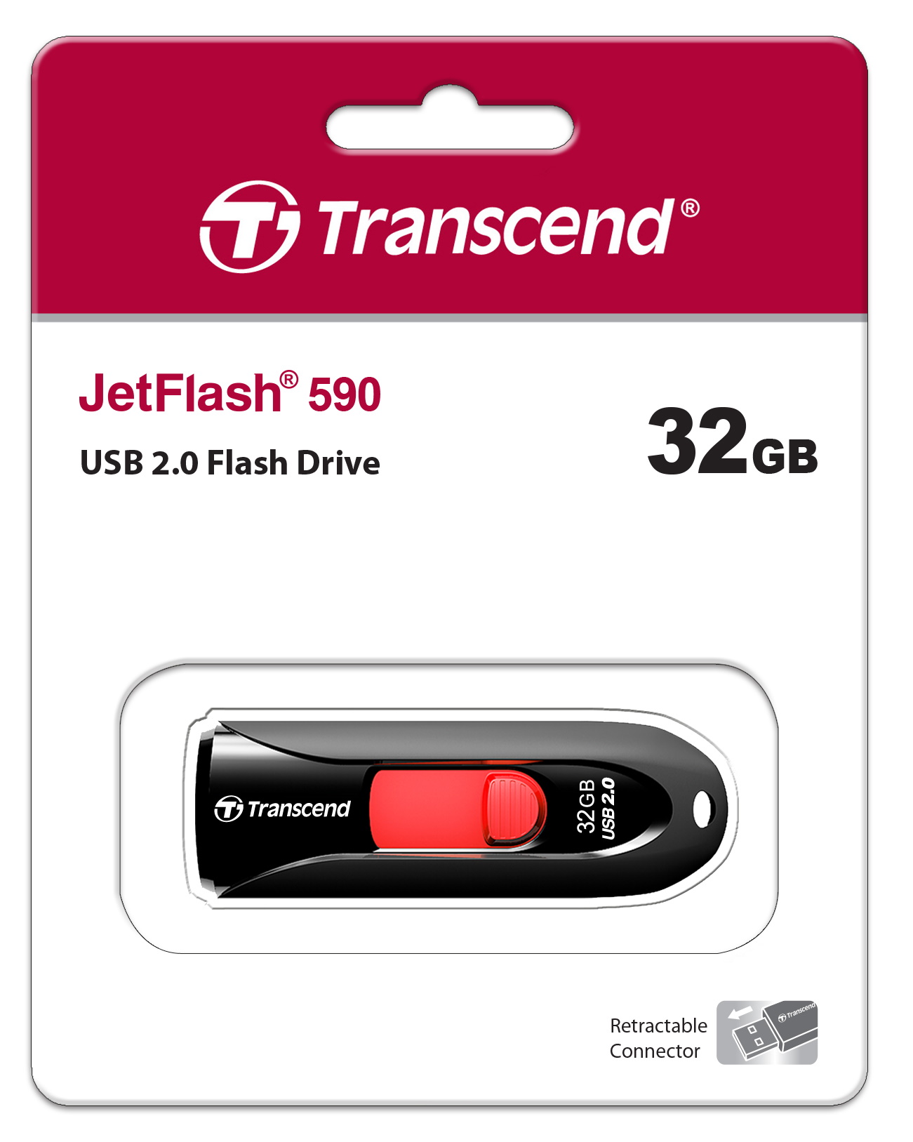 Transcend 32GB Transcend JetFlash 590 USB2.0 Flash Drive w/ sliding USB connector