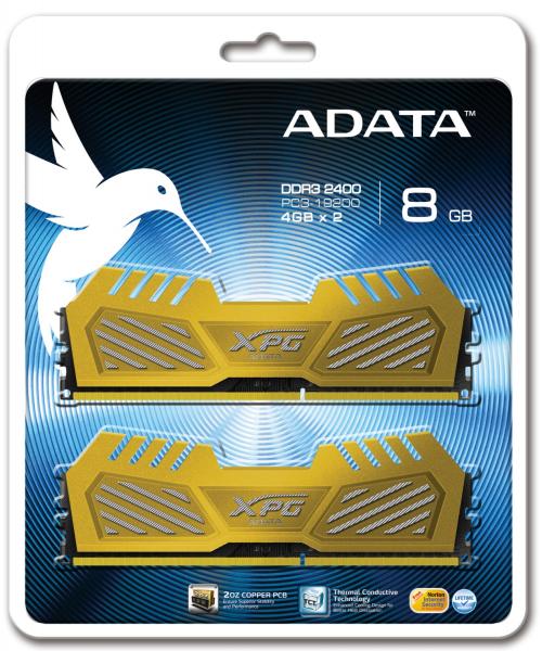 ADATA 8GB AData XPG V2 DDR3 PC3-19200 2400MHz Dual Channel kit (2x 4GB) CL11 Gaming Memory Gold