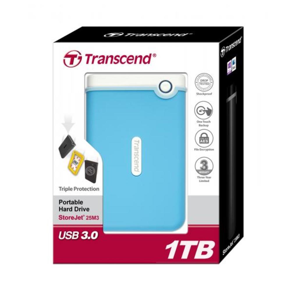 Transcend 1TB Transcend USB3.0 StoreJet 25 Mobile External 2.5-inch Hard Drive Shock-Resistant - Blue Edition