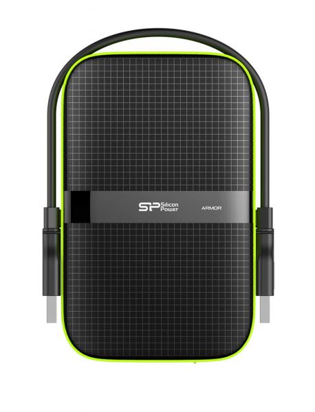 Silicon Power 1TB Silicon Power Armor A60 Shockproof Portable Hard Drive - USB3.0 - Black/Green Edition
