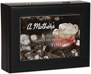 Cottage Garden A Mother's Love Bereavement Cottage Garden Matte Black Finish Jewelry Music Box - Plays Song Amazing Grace