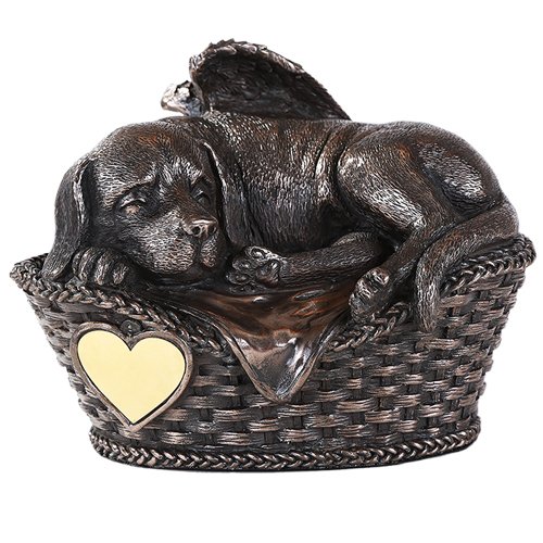 Pacific Trading Windhaven Urns Dog Angel Sleeping in Basket cremation Urn Memorial
