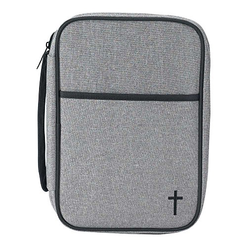 Dicksons Black and Gray 7.5 x 9.5 Reinforced Polyester Thinline Bible Cover Case with Handle