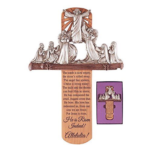 Dicksons He is Risen Indeed Alleluia 10 x 6 Inch Resin Stone Wall Cross