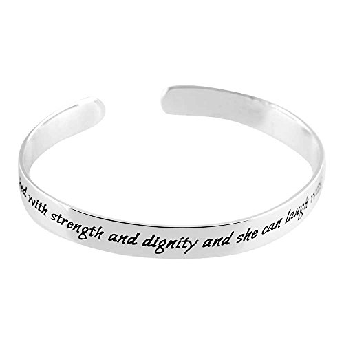 DICKSONS, INC. She is Clothed with Strength Dignity Women's Silver-Plated Cuff Bracelet