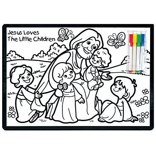 Dicksons Inc Zachaeus Jesus Loves The Little Children Two Sided Dry Erase Coloring Board With Markers