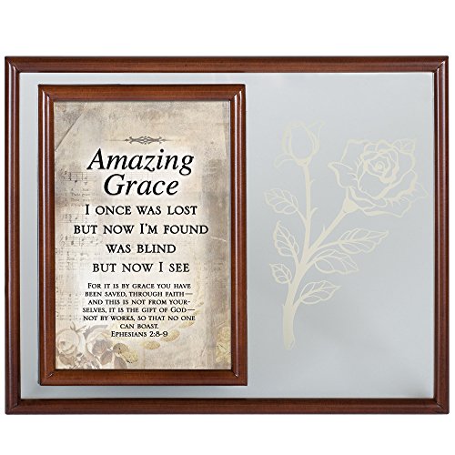Cottage Garden Amazing Grace But Now I See 9.75 x 7.75 Woodgrain Finish and Glass Plaque and Picture Frame