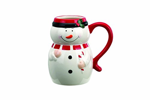 Napco Winter Snowman with Candy Cane 12 Ounce Ceramic Christmas Coffee Mug