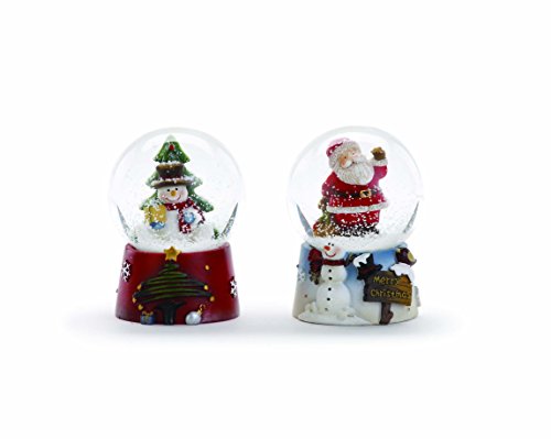 Napco Snowman Santa Claus 2 Inch Resin Water Snow Globes Set of 2