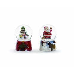 Napco Imports Snowman and Santa Claus 2 Inch Mini Glass Christmas Water Globes Assorted Set of 2
