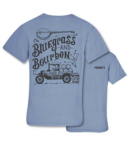 Southern Couture Couture Tee Company Priority Bluegrass and Bourbon Unisex Classic Fit T-Shirt - Washed Denim, Small