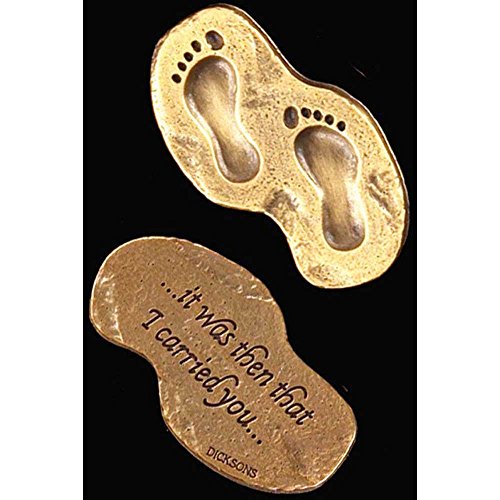 DICKSONS, INC. Footprints in the Sand I Carried You Gold Tone Metal Inspirational Hand Held Pocket Stone