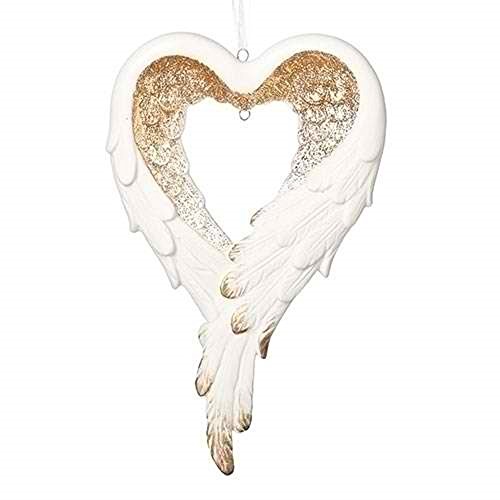 Roman wrapped in angel's wings heart gilded gold 4 x 6.5 inch porcelain holiday tree ornament