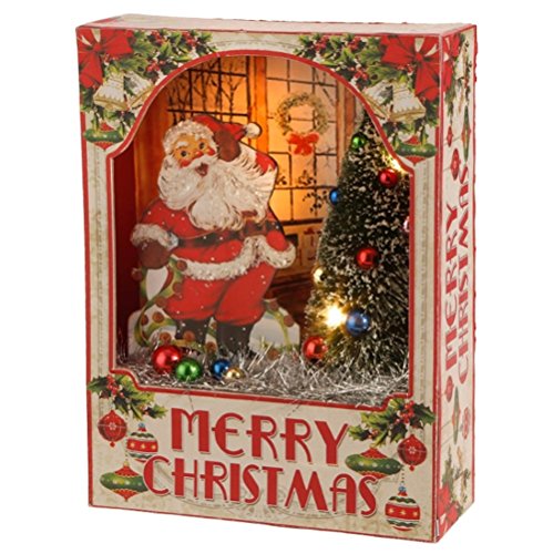 Raz Imports Santa Claus Lighted Shadowbox Christmas Decor 8 Inches