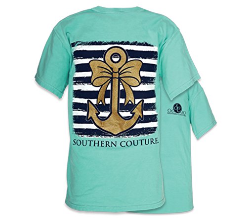 Southern Couture SC Comfort Glitter Anchor Womens Classic Fit T-Shirt - Chalky Mint, Medium