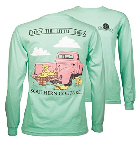 Southern Couture SC Comfort Enjoy the Little Things Vintage Truck on Long Sleeve Womens Fit Shirt - Island Reef, Small
