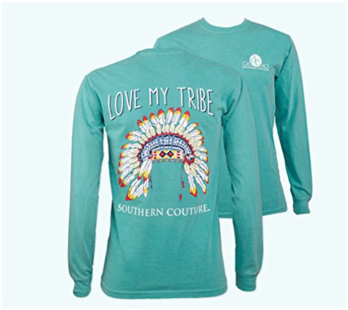 Southern Couture SC Comfort Love My Tribe on Long Sleeve Womens Fit Shirt - Seafoam, X-Large