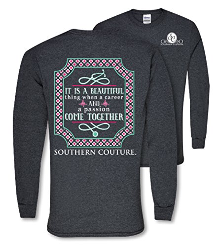 Southern Couture SC Classic Career & Passion on Longsleeve Womens Classic Fit T-Shirt - Dark Heather, Small