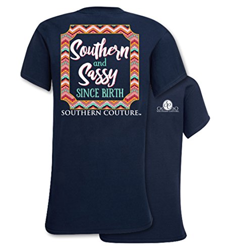 Southern Couture SC Classic Southern & Sassy Since Birth Youth Classic Fit T-Shirt - Navy, Youth Large
