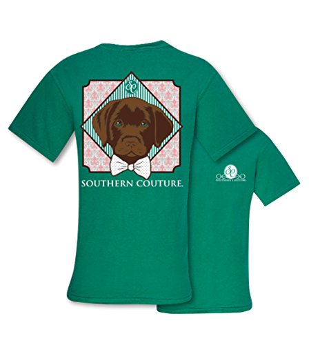 Southern Couture SC Comfort Preppy Chocolate Lab Youth Classic Fit T-Shirt - Grass, Youth Medium
