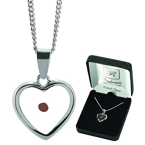 Dicksons Heart With Mustard Seed Center Sterling Silver 18-Inch Pendant Necklace