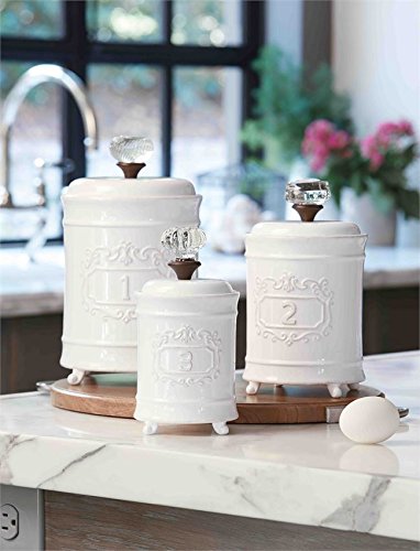 Mud Pie 4931002 Kitchen Canister (Set of 3), White