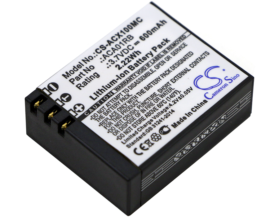 Cameron Sino Battery for ACTIVEON CX Gold Cx HD CXHD ACA01RB Camera CS-ACX100MC 3.7v 600mAh
