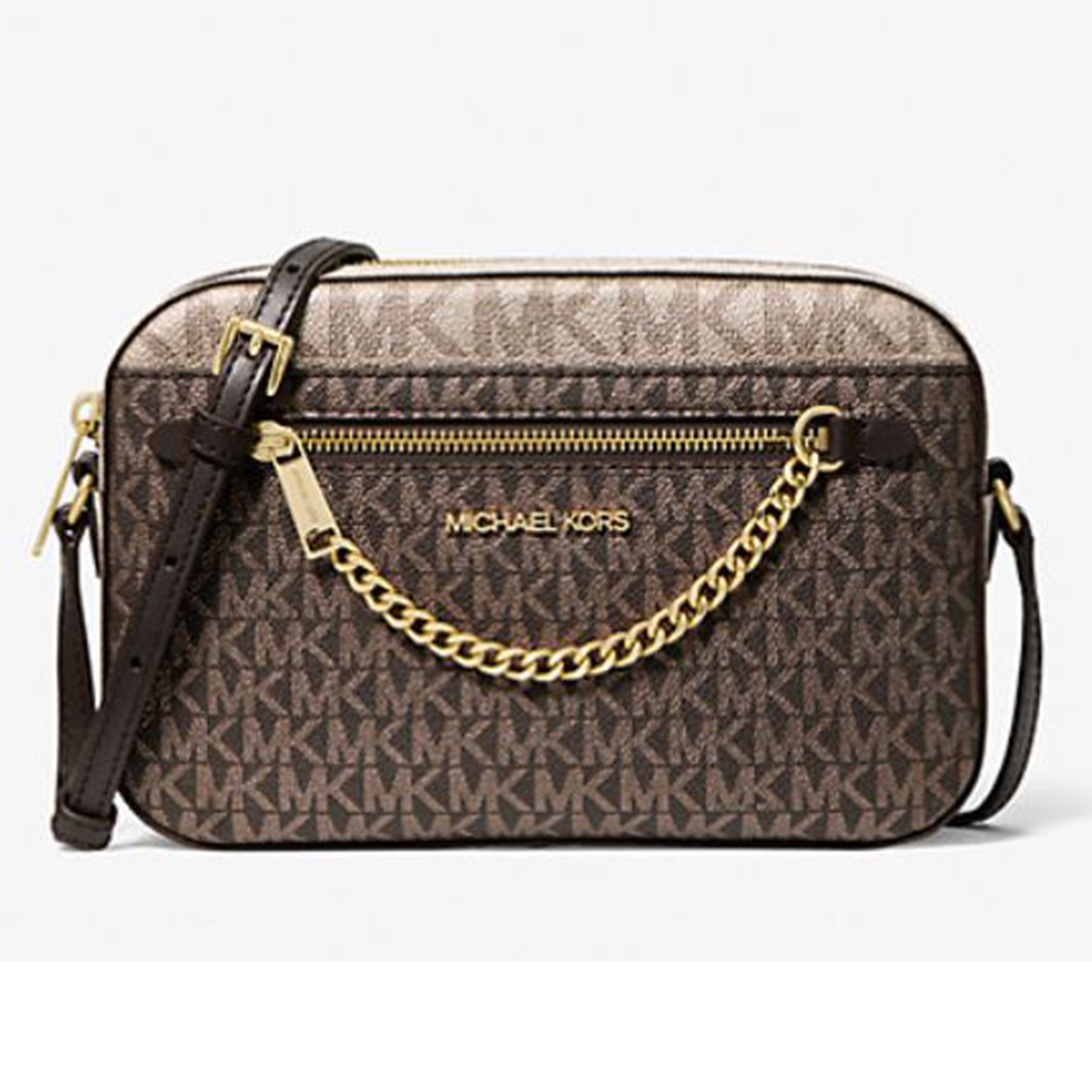 Michael Kors Jet Set Large Metallic Signature Logo Crossbody Bag