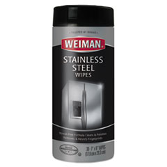 Weiman Stainless Steel Wipes, 7 x 8, 30/Canister, 4 Canisters/Carton