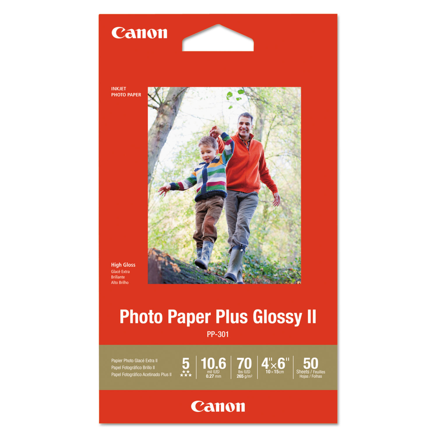 Canon CNM1432C005 70 lbs Photo Paper Plus Glossy II, White - 4 x 6 in. - 50 Sheets Per Pack