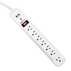INNOVERA IVR71654 Innovera® Surge Protector, 7 AC Outlets, 4 ft Cord, 1,080 J, White IVR71654