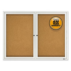 Quartet Enclosed Cork Bulletin Board, Cork/Fiberboard, 48" X 36", Silver Aluminum Frame