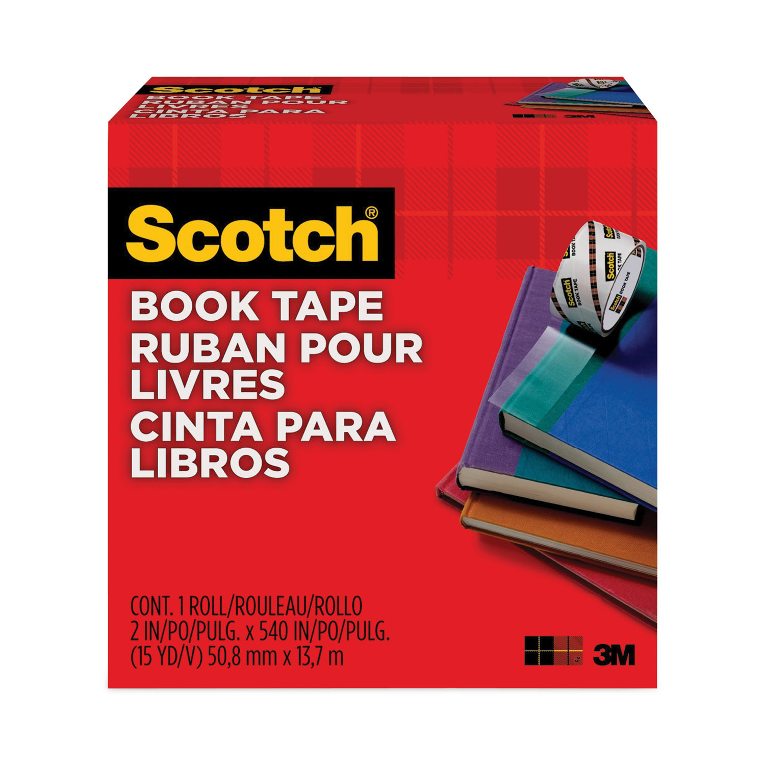 Scotch Book Tape, 3" Core, 2" X 15 Yds, Clear
