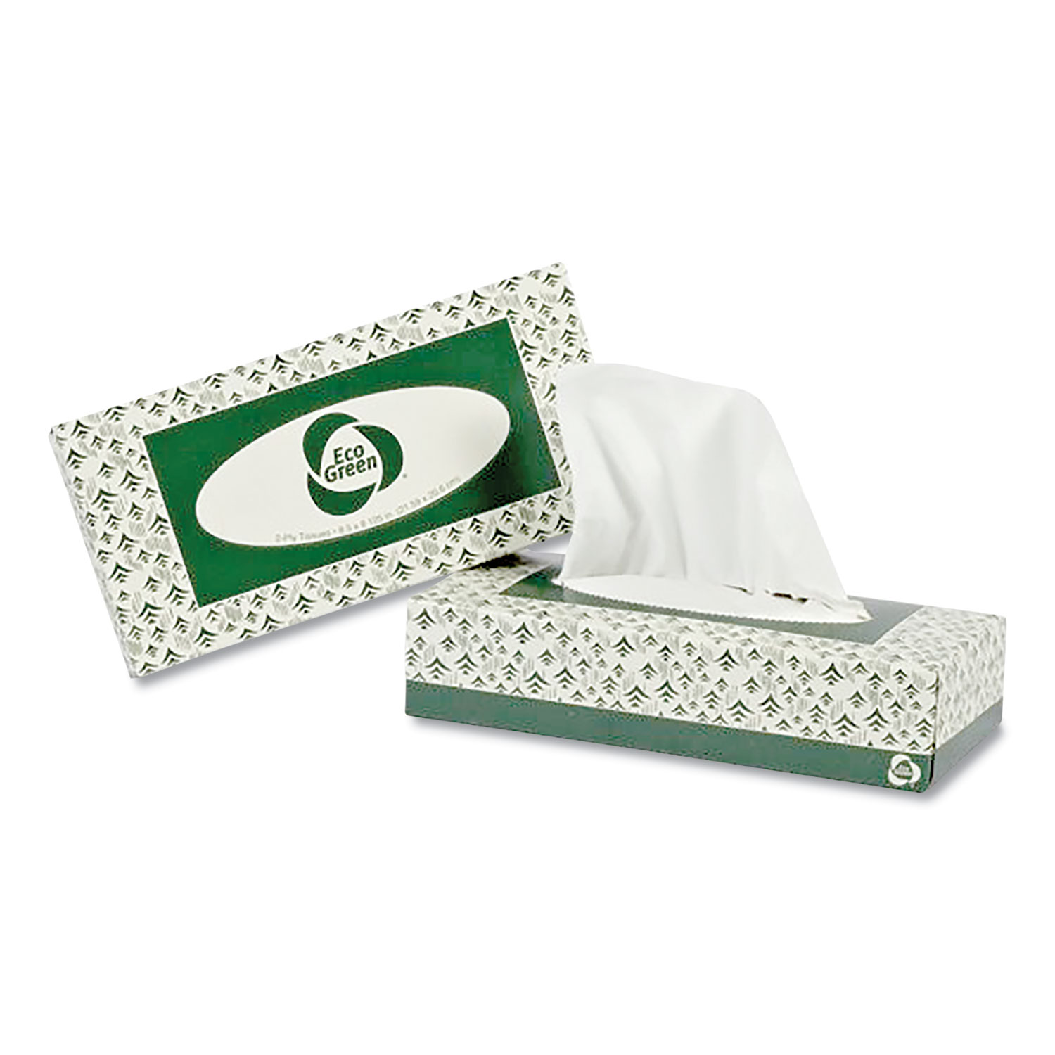 Eco Green Recycled Two-Ply Facial Tissue, White, 150 Sheets/box, 20 Boxes/carton